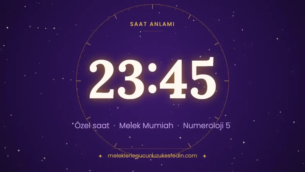 23:45 saat anlamı: özel saat, melek Mumiah, numeroloji 5